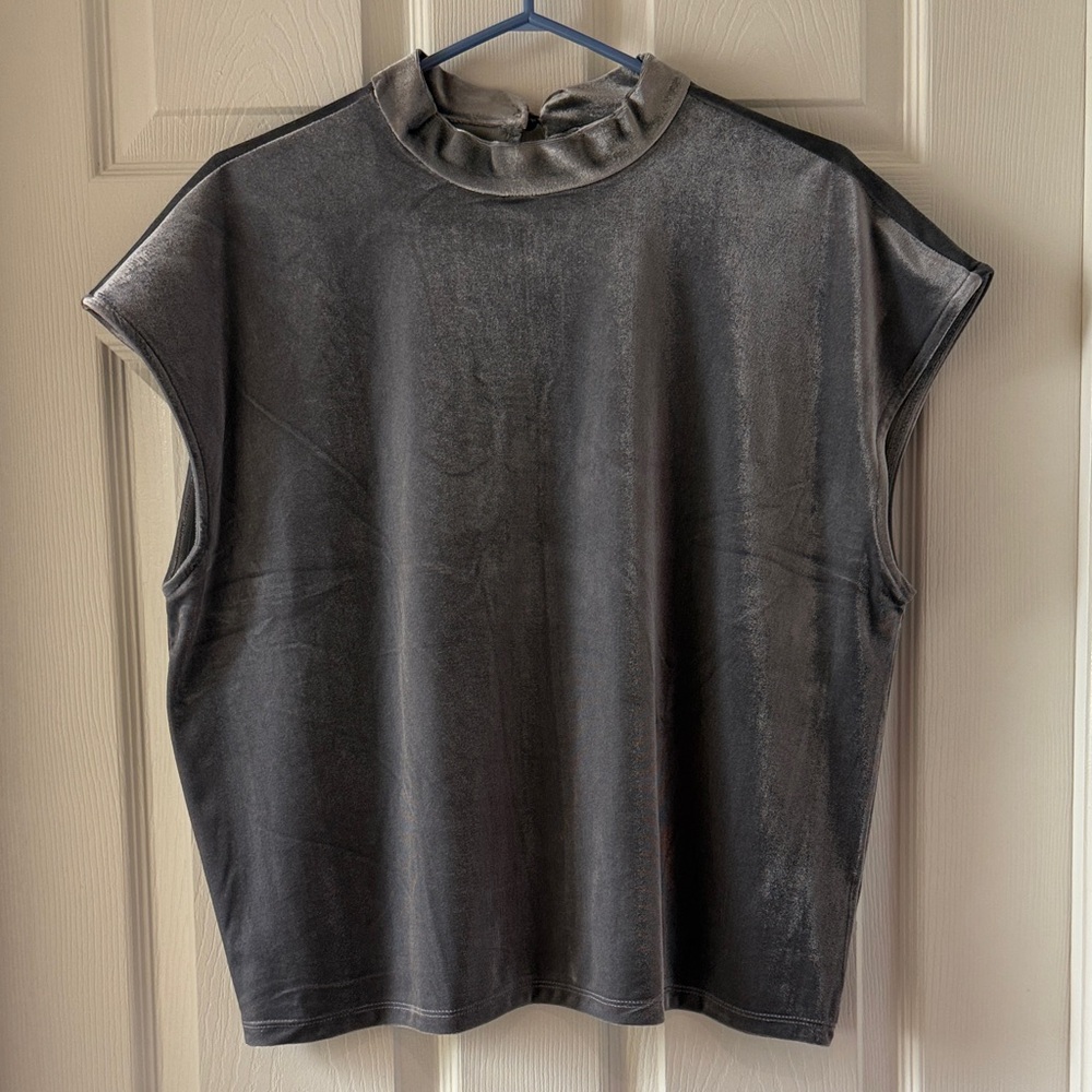 Elegant Silver Grey Women's Top -XL